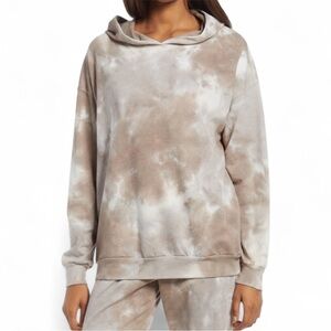 Treasure & Bond Tie Dye French Terry Hoodie Ivory Gray 2X